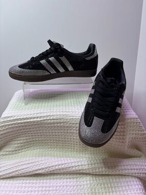 Adidas Samba OG Black Rhinestone-Embellished Low-Top Sneakers, Size 9.5